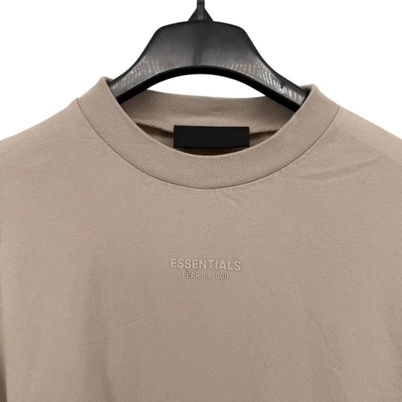 Fear of God Essentials T-Shirt Men Large Pre-Owned Tee Tan Oversized Streetwear - Picture 8 of 11